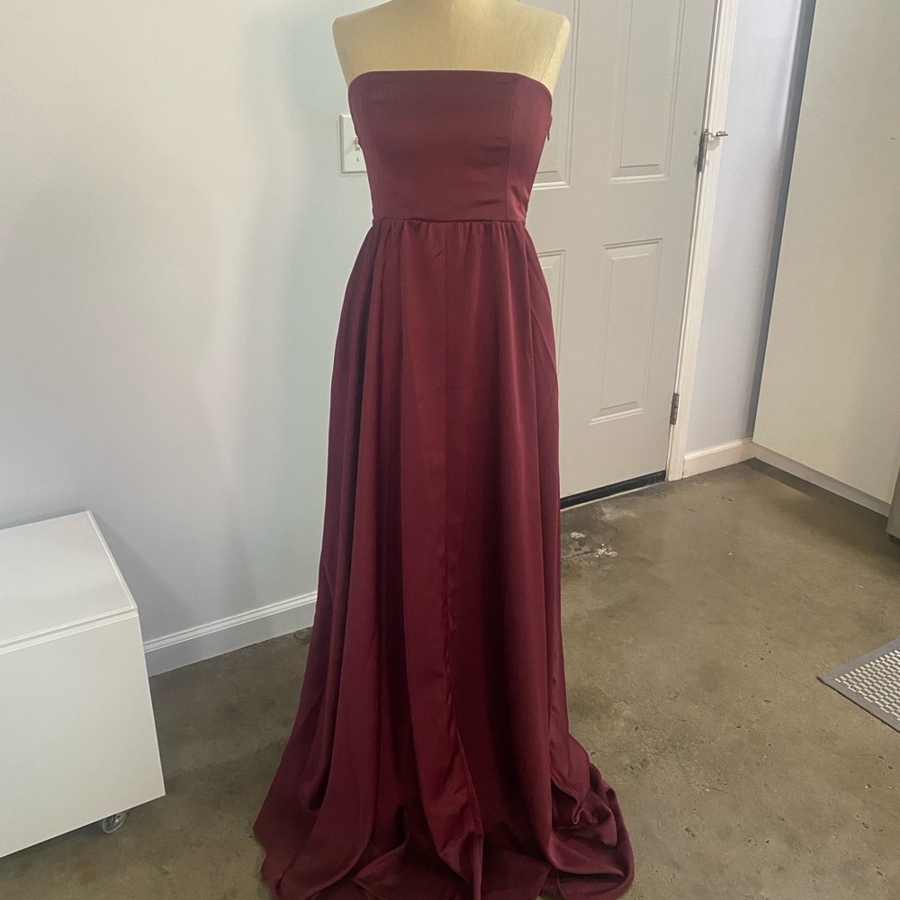 BHLDN Elsie Straight-Neck Satin A-Line Gown